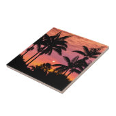 Palmbomen in silhouet, Hawaï Tegeltje (Zijkant)