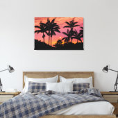 Palmbomen in silhouet, Hawaii Canvas Afdruk (Insitu (Slaapkamer))