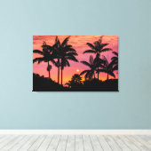 Palmbomen in silhouet, Hawaii Canvas Afdruk (Insitu (Houten vloer))