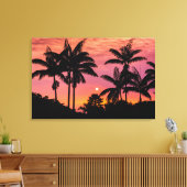 Palmbomen in silhouet, Hawaii Canvas Afdruk (Insitu (Woonkamer))