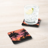 Palmbomen in silhouet, Hawaii Drankjes Onderzetter (Rechterzijde)
