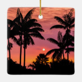 Palmbomen in silhouet, Hawaii Keramisch Ornament (Achterkant)