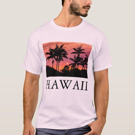Palmbomen in silhouet, Hawaii T-shirt (Voorkant)