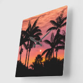 Palmbomen in silhouet, Hawaii Vierkante Klok (Hoek)