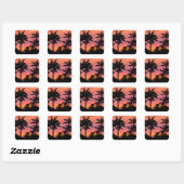 Palmbomen in silhouet, Hawaii Vierkante Sticker (Vel)