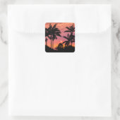 Palmbomen in silhouet, Hawaii Vierkante Sticker (Tas)