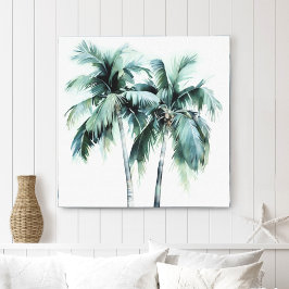 Palmbomen in Waterverf Canvas Print