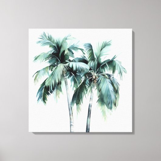 Palmbomen in Waterverf Canvas Print (Voorkant)