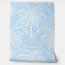 Palmbomen in zachte blauwe tropische kust