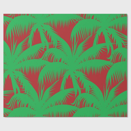 Palmbomen Kerstrood en groen Cadeaupapier (Vlak)