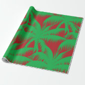 Palmbomen Kerstrood en groen Cadeaupapier (Uitgerold)