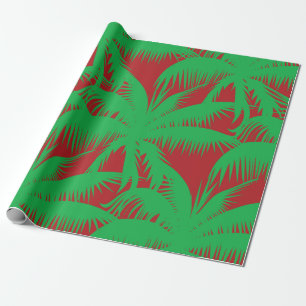 Palmbomen Kerstrood en groen Cadeaupapier