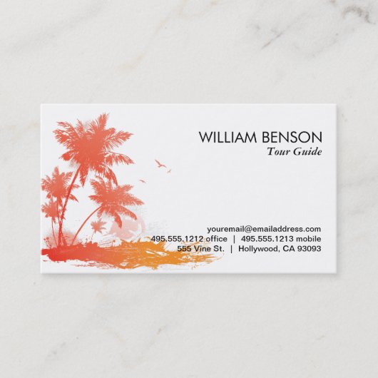 Palmbomen (kleur) visitekaartje (Voorkant)