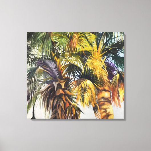 Palmbomen kleurig indrukwekkend schilderend canvas afdruk (Voorkant)