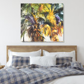 Palmbomen kleurig indrukwekkend schilderend canvas afdruk (Insitu (Slaapkamer))