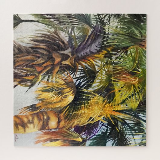 Palmbomen kleurig indrukwekkend schilderend legpuzzel (Horizontaal)