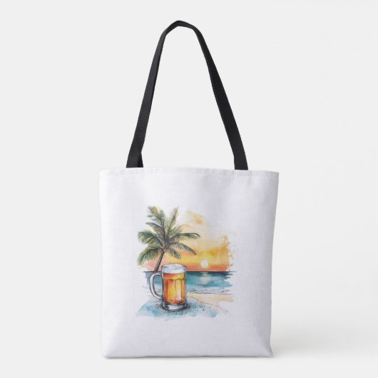 Palmbomen koud bier tote bag (Achterkant)