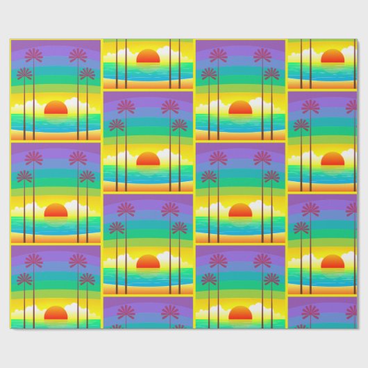 Palmbomen Kustpapier Cadeaupapier (Vlak)