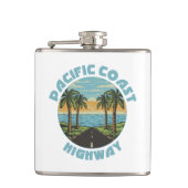 Palmbomen langs de westkust van de Stille Oceaan Heupfles (Voorkant)