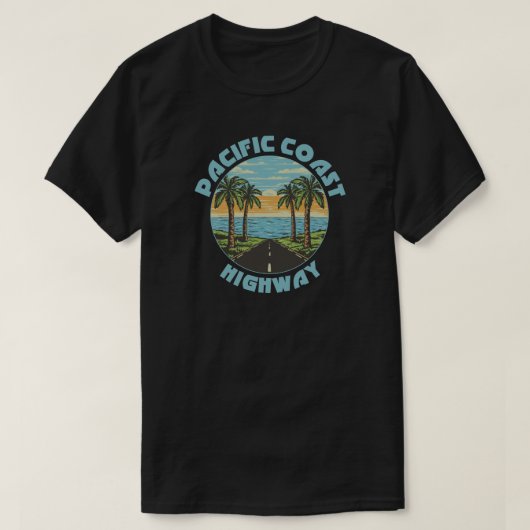 Palmbomen langs de westkust van de Stille Oceaan T-shirt (Design voorkant)