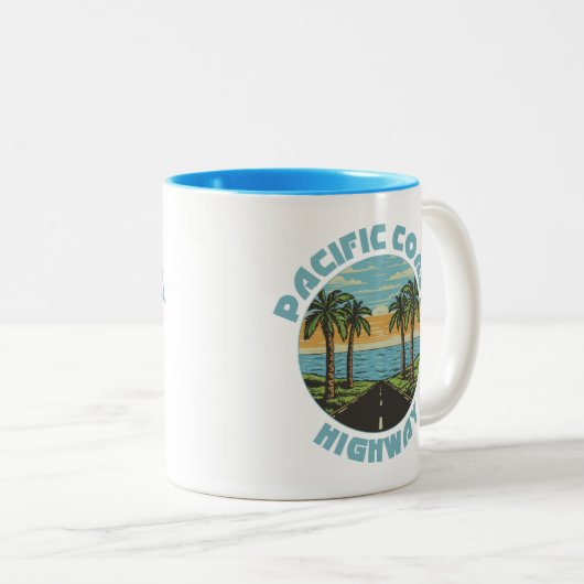 Palmbomen langs de westkust van de Stille Oceaan Tweekleurige Koffiemok (Voorkant rechts)