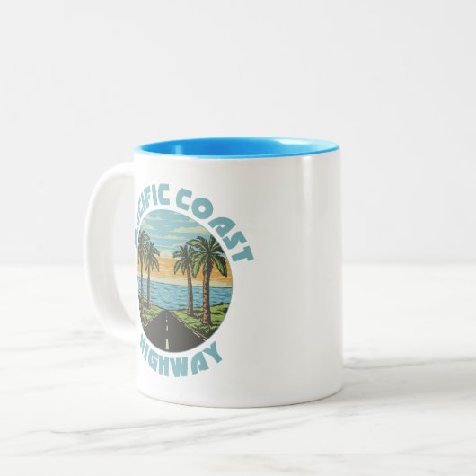 Palmbomen langs de westkust van de Stille Oceaan Tweekleurige Koffiemok (Voorkant links)
