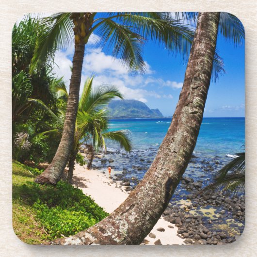 Palmbomen langs Hideaways Beach Bier Onderzetter (Voorkant)