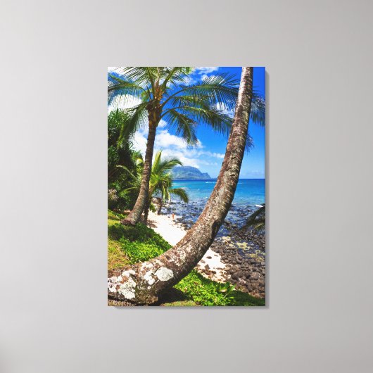 Palmbomen langs Hideaways Beach Canvas Afdruk (Voorkant)