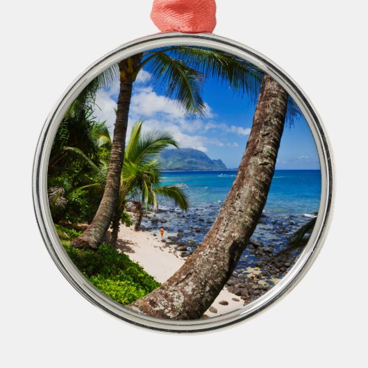 Palmbomen langs Hideaways Beach Metalen Ornament (Voorkant)