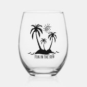 Palmbomen leuk in de zon wijnglas zonder voet (Voorkant)