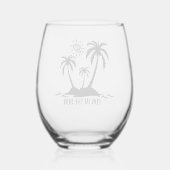 Palmbomen leuk in de zon wijnglas zonder voet (Achterkant)