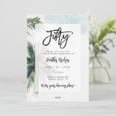 palmbomen lichten 50ste verjaardagsfeestje kaart (Staand voorkant)