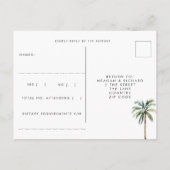 Palmbomen lichten strand bruiloft rsvp briefkaart (Achterkant)