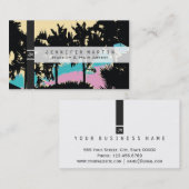 Palmbomen Matig Roze Abstract Blauw Visitekaartje (Voorkant / Achterkant)