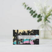 Palmbomen Matig Roze Abstract Blauw Visitekaartje (Staand voorkant)
