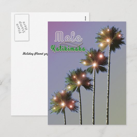 palmbomen met lampjes feestdagenkaart (Voorkant / Achterkant)