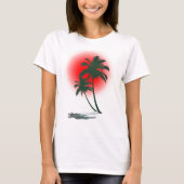Palmbomen met Rode Zon T-shirt (Voorkant)