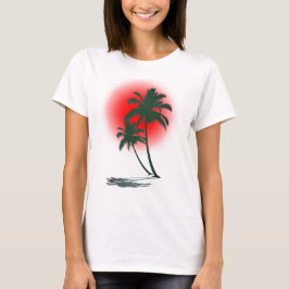 Palmbomen met Rode Zon T-shirt