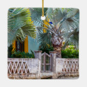 Palmbomen met rustieke poort | Keramisch Mexico Keramisch Ornament (Achterkant)