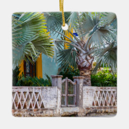 Palmbomen met rustieke poort | Keramisch Mexico Keramisch Ornament