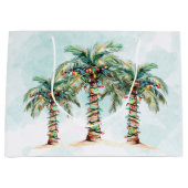 Palmbomen met String Lights Strand Kerstmis Groot Cadeauzakje (Voorkant)