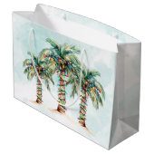 Palmbomen met String Lights Strand Kerstmis Groot Cadeauzakje (Achterkant Gekanteld)