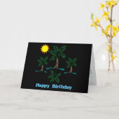 Palmbomen met Sun Birthday Card Kaart (Gele Bloem)