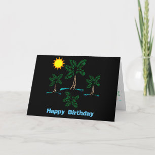 Palmbomen met Sun Birthday Card Kaart