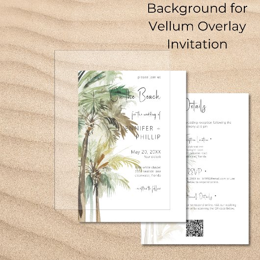 Palmbomen Moderne Vellum achtergrond bruiloft Kaart