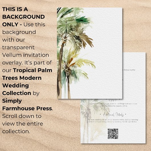 Palmbomen Moderne Vellum achtergrond bruiloft Kaart