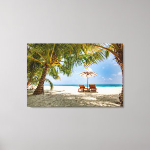 Palmbomen Moody Sky Canvas Afdruk