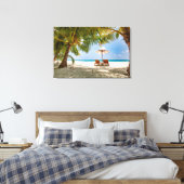 Palmbomen | Moody Sky Canvas Afdruk (Insitu (Slaapkamer))
