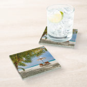 Palmbomen | Moody Sky Glazen Onderzetter (Schuin)