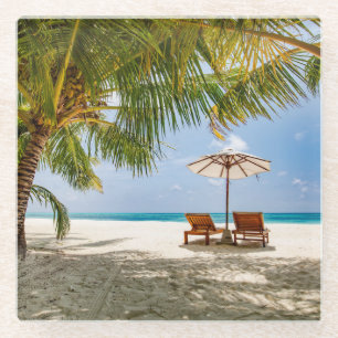 Palmbomen   Moody Sky Glazen Onderzetter